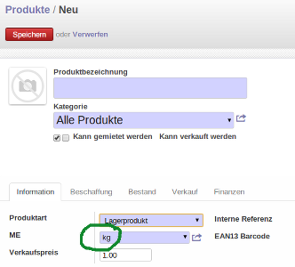 Standard-Mengeneinheit beim Anlegen eines Produkt product-default-uom-newproduct