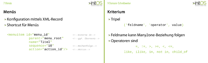 Folien Menü und Domain-Kriterium