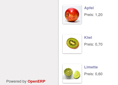 Die Beispiel-Produkte Apfel, Kiwi und Limette sind importiert