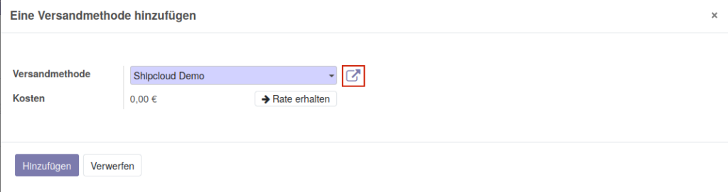 Odoo Shipcloud Angebote Versand wählen