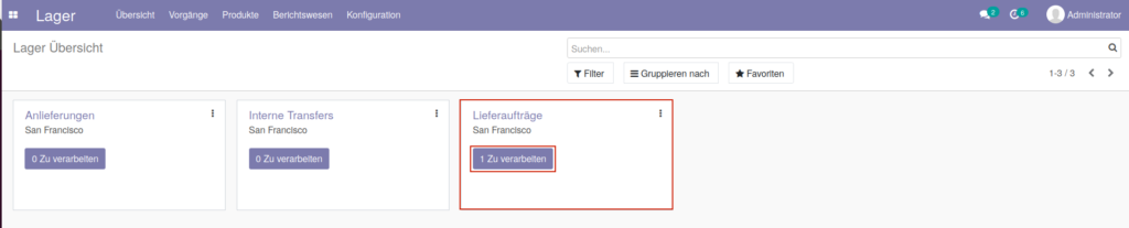 Odoo Shipcloud Lager-Übersicht