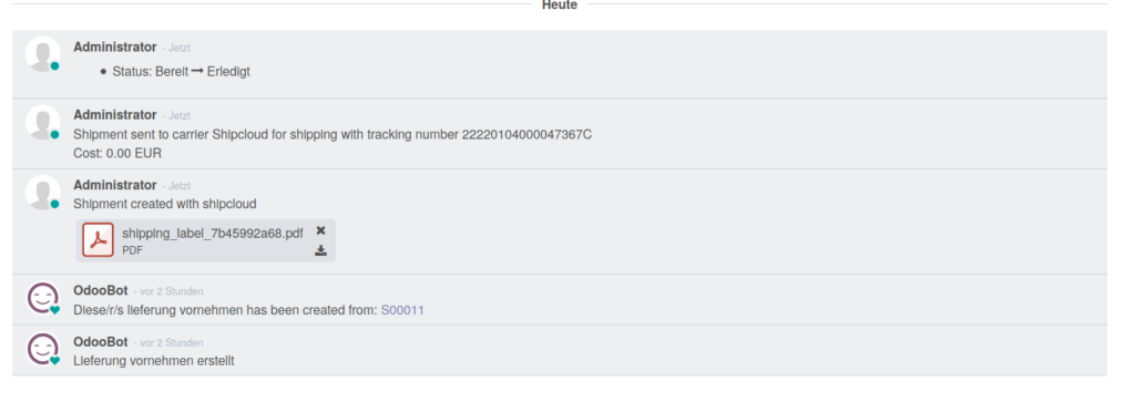 Odoo Shipcloud Versandetikett