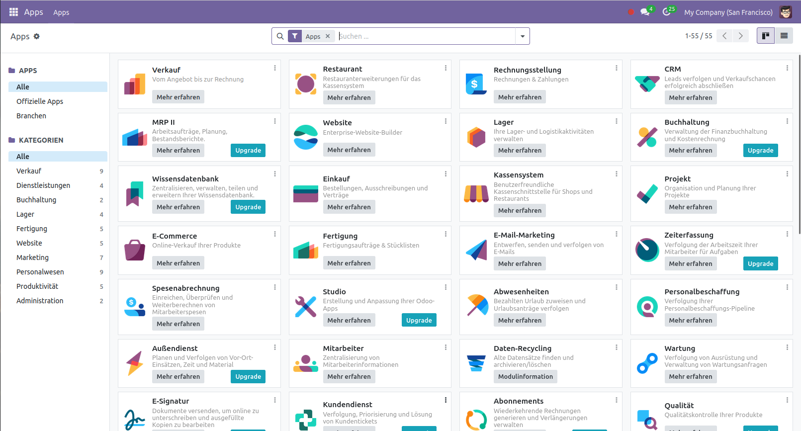 Odoo-Apps mit neuen Icons