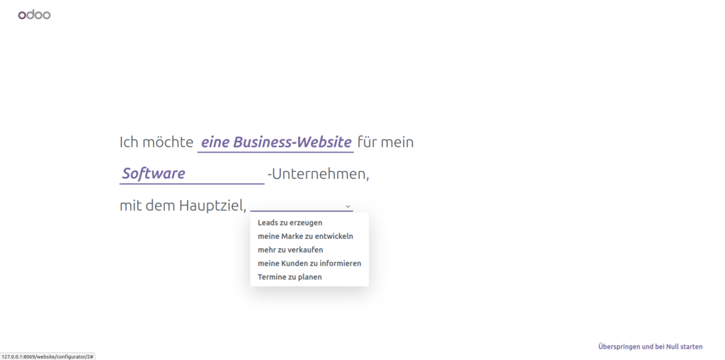 Website Builder: Vorlagen auf Basis der Website-Parameter erhalten - Odoo