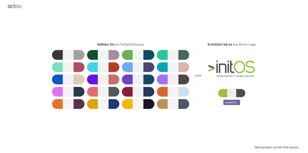 Website Builder: Farbschema auswählen - Odoo