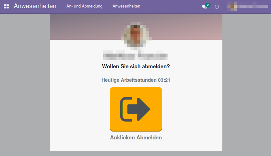 Arbeitszeiterfassung: Abmelden in Odoo