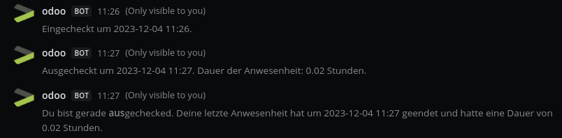 Arbeitszeiterfassung: An- und Abmeldung über Mattermost