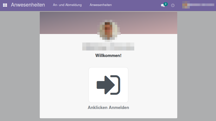 Arbeitszeiterfassung: Anmelden in Odoo